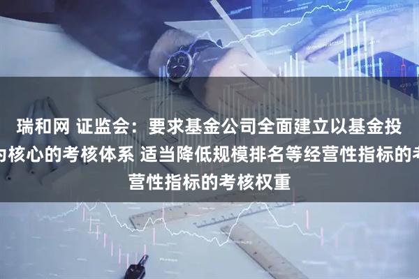 瑞和网 证监会：要求基金公司全面建立以基金投资收益为核心的考核体系 适当降低规模排名等经营性指标的考核权重
