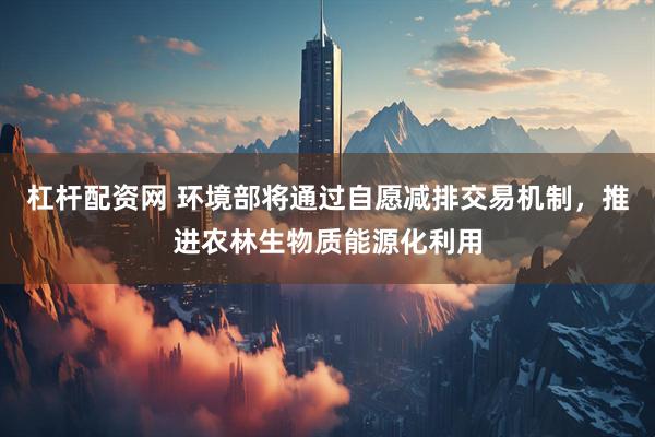 杠杆配资网 环境部将通过自愿减排交易机制，推进农林生物质能源化利用