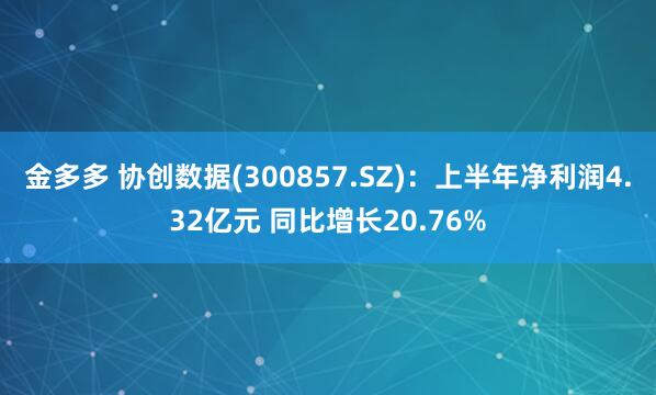 金多多 协创数据(300857.SZ)：上半年净利润4.32亿元 同比增长20.76%