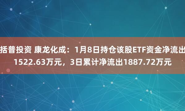 括普投资 康龙化成:1月8日持仓该股ETF资金净流出1522.63万元,3日累计净流出1887.72万元